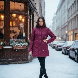 Blair Women's Rich Burgundy Rushmore Quilted Puffer Jacket Size Medium